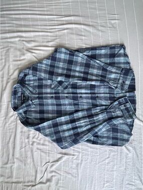 TrueTimber Plaid Flannel Long Sleeve Button-Up Shirt 2XL Blue Cotton